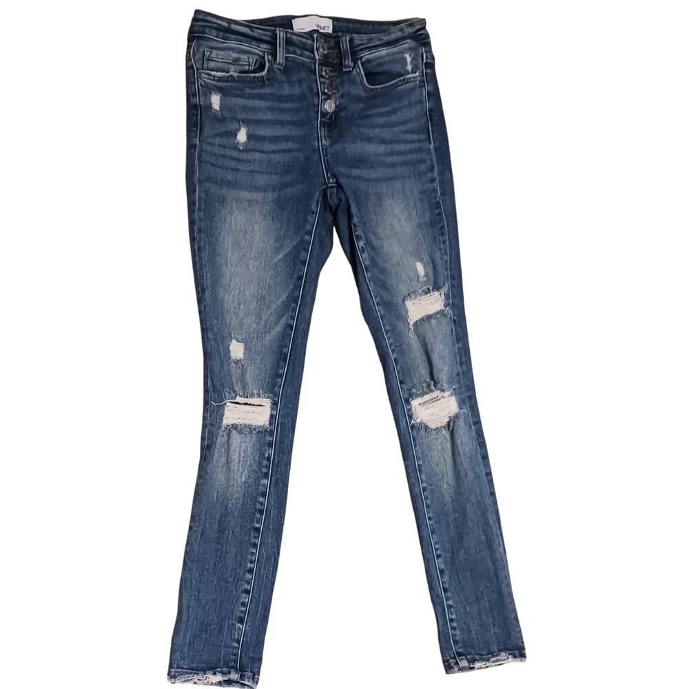 VERVET by Flying Monkey Distressed Button Fly Skinny Jeans Size 25 VT971 EUC